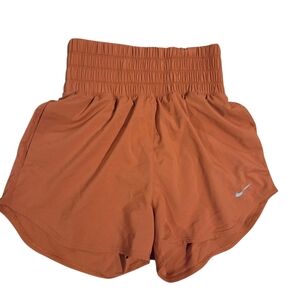Nike Women's Orange High-Waisted Shorts